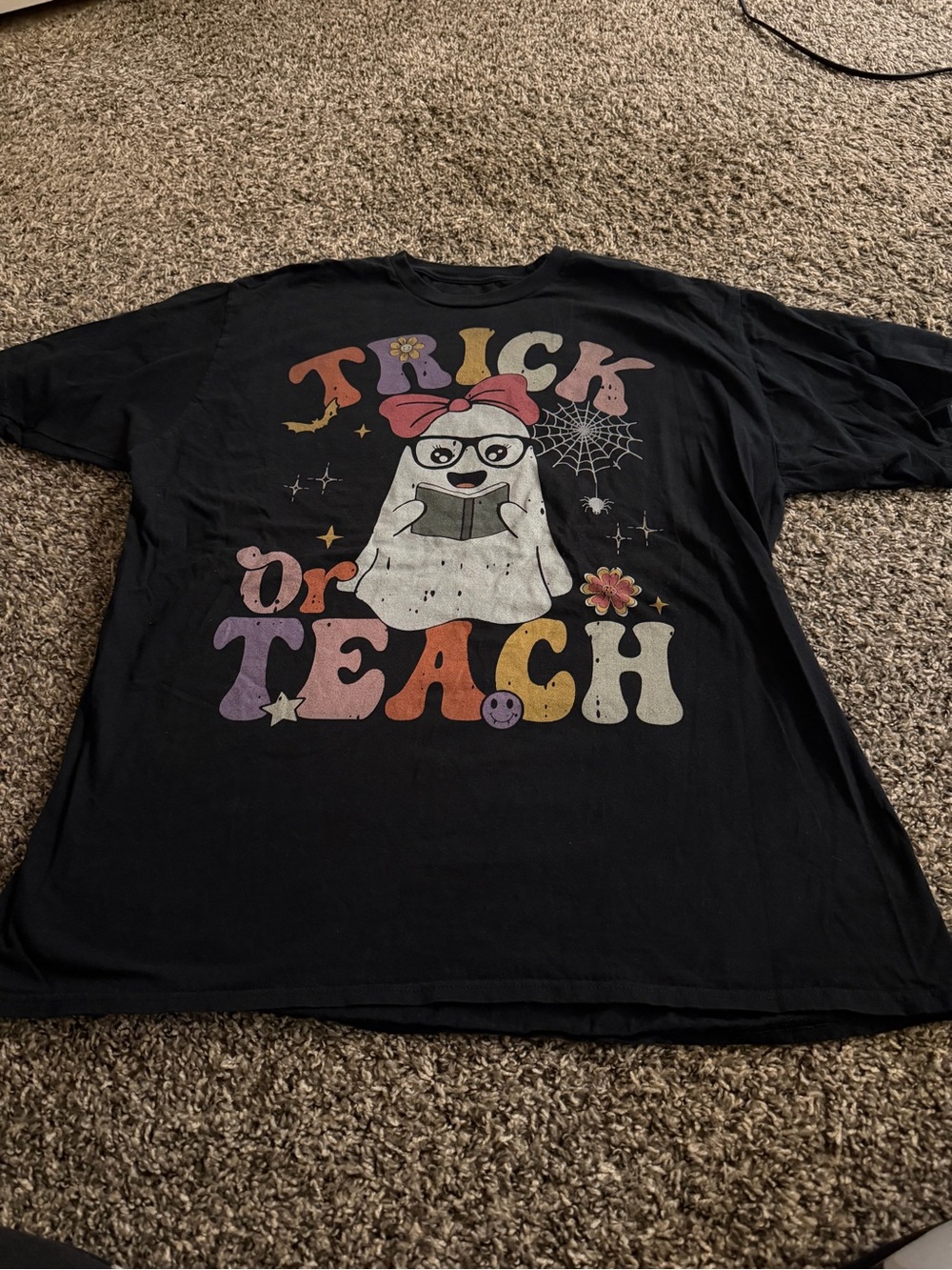 Women’s Black "Trick or Teach" Ghost Graphic Tee